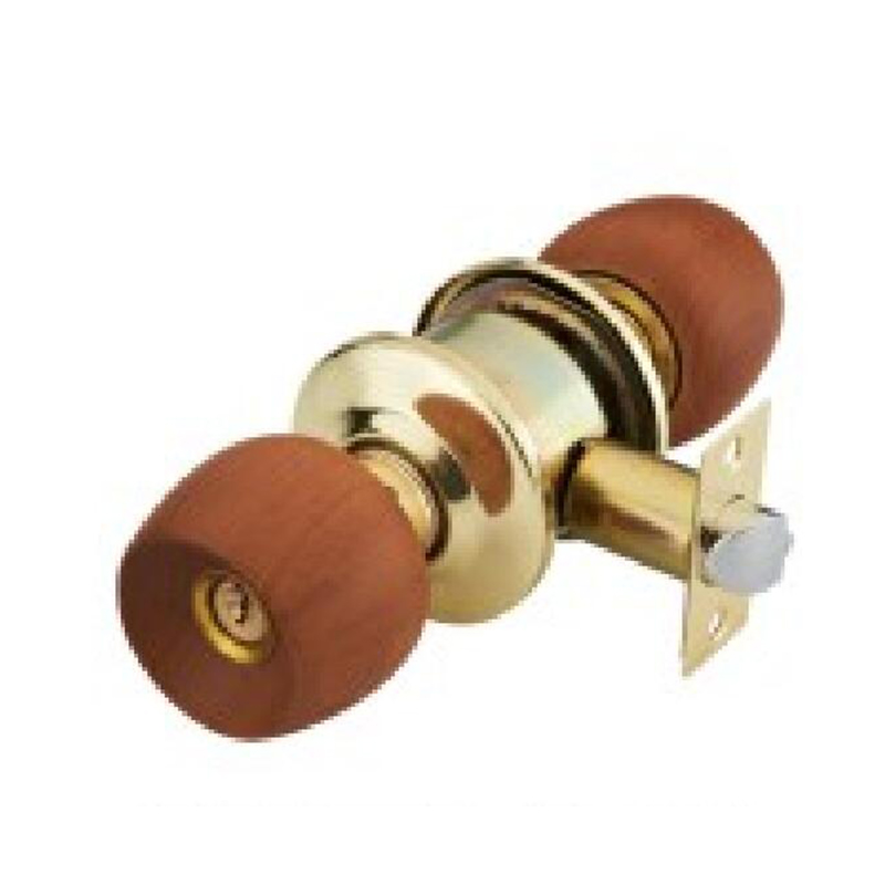 Wood Grain / Gold-tone (TM/GP) Cylindrical Knob Lock
