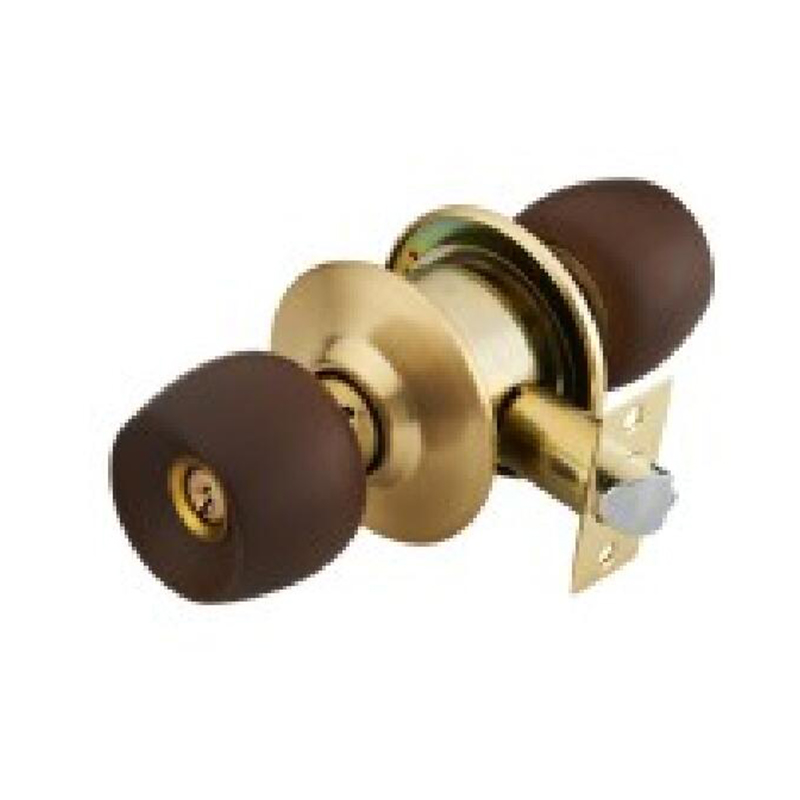 Wood Grain / Gold-tone (TM/GP) Cylindrical Knob Lock