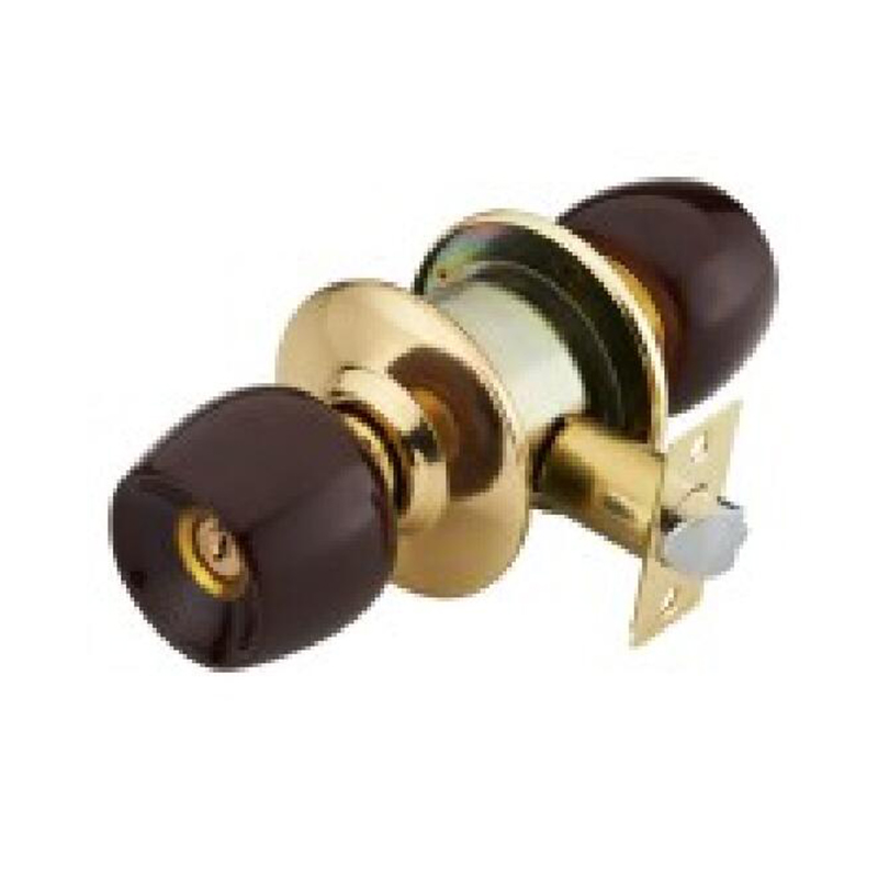Wood Grain / Gold-tone (TM/GP) Cylindrical Knob Lock